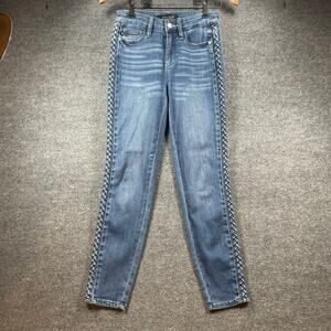 Judy Blue Jeans JB88468 Relaxed Fit Braid Detail Women's 0/24 Blue Denim Stretch